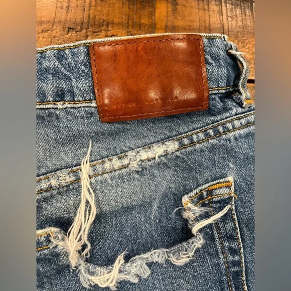 Zara Blue Distressed Jean Shorts with Frayed Hem - Picture 4 of 4